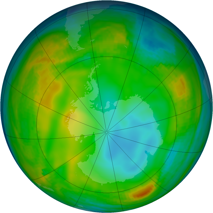Antarctic ozone map for 14 June 1980